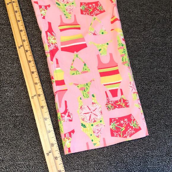 Lilly Pulitzer Cropped Pants Women’s 6 Pink Swimsuit Print Summer Flat Front - Picture 4 of 6